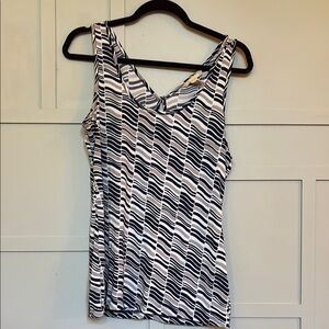 Banana Republic Lucy Tanks Navy Blue, beige and White Fitted Sleeveless Tank Top